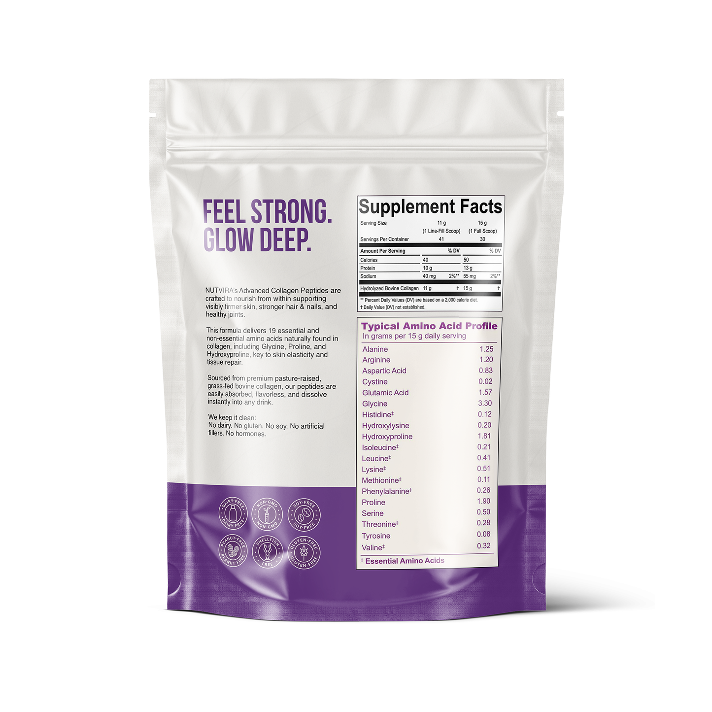 Nutvira Kollagenpeptide – Geschmacksneutrales hydrolysiertes Kollagen (454 g)