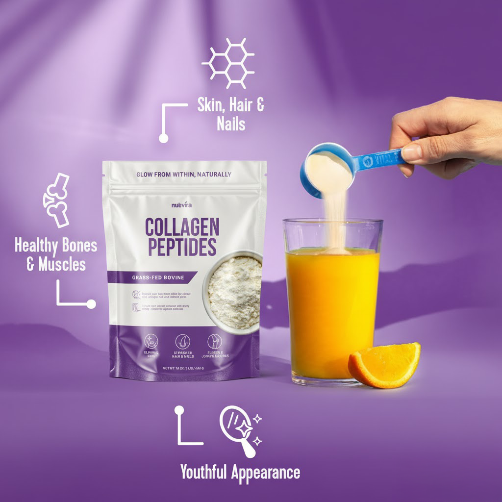 Nutvira Kollagenpeptide – Geschmacksneutrales hydrolysiertes Kollagen (454 g)